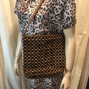 Vintage The Sak Wooden Bead Boho Purse